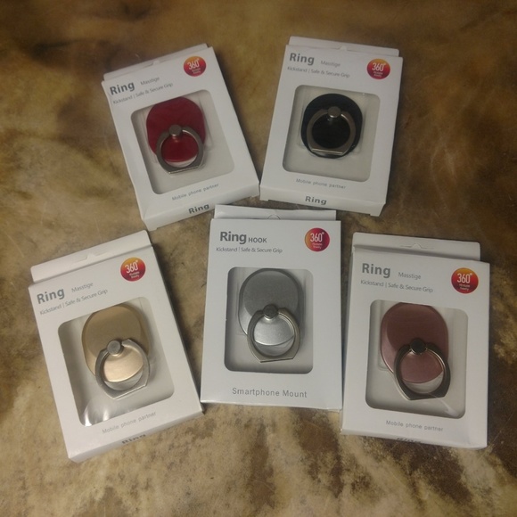 Red Cell Phone Ring Holder Grip 360° - Picture 3 of 4
